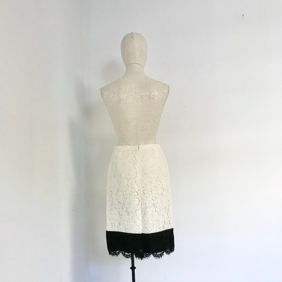 J Crew S Colorblock Lace Pencil Skirt White Black - Picture 7 of 16
